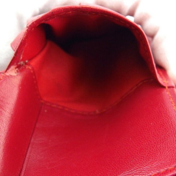 Auth SAINT LAURENT tri-fold wallet patchwork orange leather - Picture 4 of 9